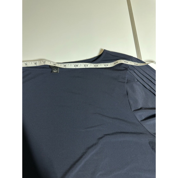 Women L Ann Taylor blue floral 3/4 sheer sleeve crew neck blouse top shirt work - Picture 6 of 10